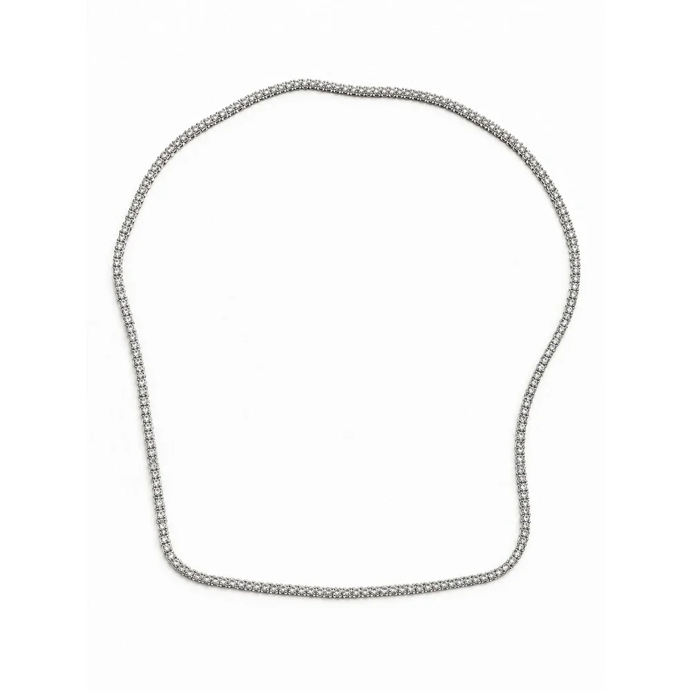 Vintage Silver Tone Textured Long Chain Necklace 36